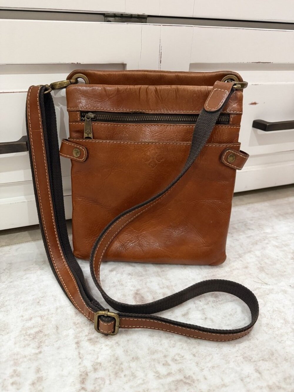 Patricia Nash Francesca Tan Leather Crossbody Bag